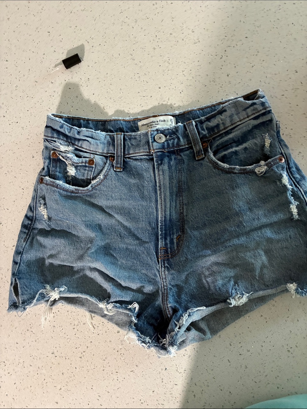 Abercrombie & Fitch Distressed Blue Denim Jean Shorts